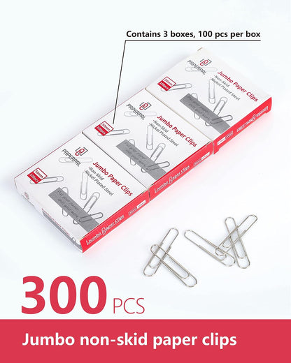 PAPERPAL Paperclips for Office School & Personal Use, #1 Nonskid Paper Clip (1-2/7"), 600 Medium Paper Clips (6 Boxes of 100 Each), Silver