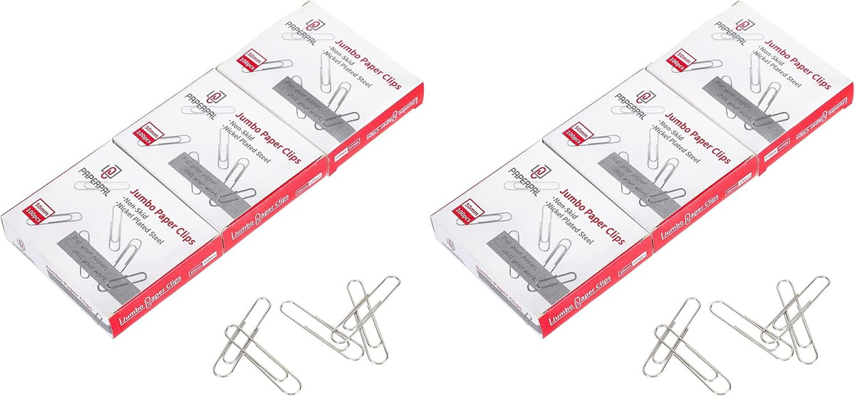 PAPERPAL Paperclips for Office School & Personal Use, #1 Nonskid Paper Clip (1-2/7"), 600 Medium Paper Clips (6 Boxes of 100 Each), Silver