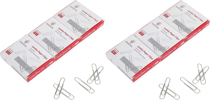 PAPERPAL Paperclips for Office School & Personal Use, #1 Nonskid Paper Clip (1-2/7"), 600 Medium Paper Clips (6 Boxes of 100 Each), Silver