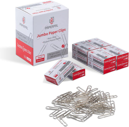 PAPERPAL Paperclips for Office School & Personal Use, #1 Nonskid Paper Clip (1-2/7"), 600 Medium Paper Clips (6 Boxes of 100 Each), Silver