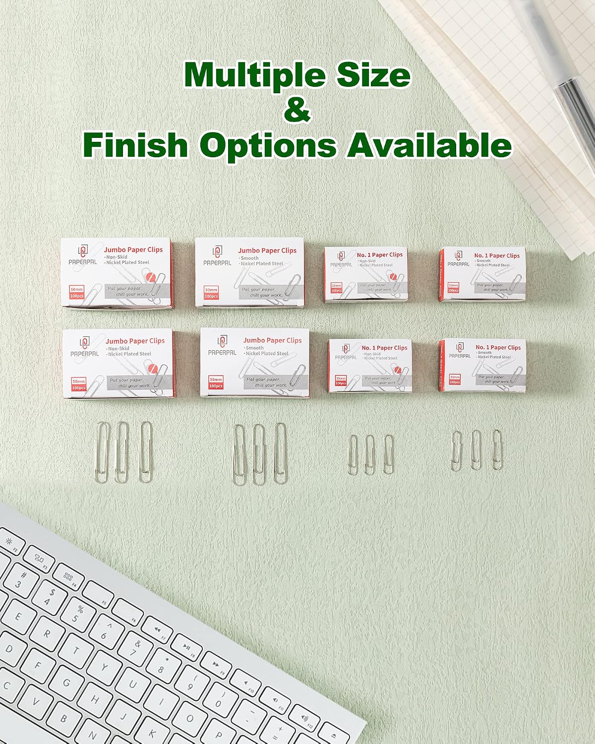 PAPERPAL Paperclips for Office School & Personal Use, #1 Nonskid Paper Clip (1-2/7"), 600 Medium Paper Clips (6 Boxes of 100 Each), Silver