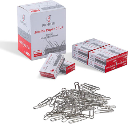 PAPERPAL Paperclips for Office School & Personal Use, #1 Nonskid Paper Clip (1-2/7"), 600 Medium Paper Clips (6 Boxes of 100 Each), Silver