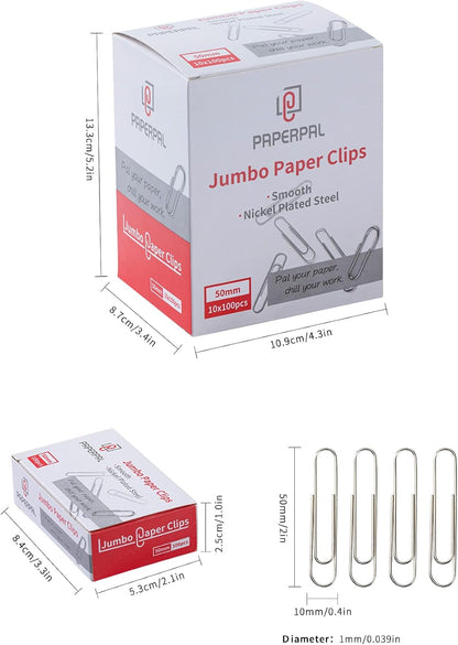 PAPERPAL Paperclips for Office School & Personal Use, #1 Nonskid Paper Clip (1-2/7"), 600 Medium Paper Clips (6 Boxes of 100 Each), Silver