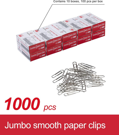 PAPERPAL Paperclips for Office School & Personal Use, #1 Nonskid Paper Clip (1-2/7"), 600 Medium Paper Clips (6 Boxes of 100 Each), Silver