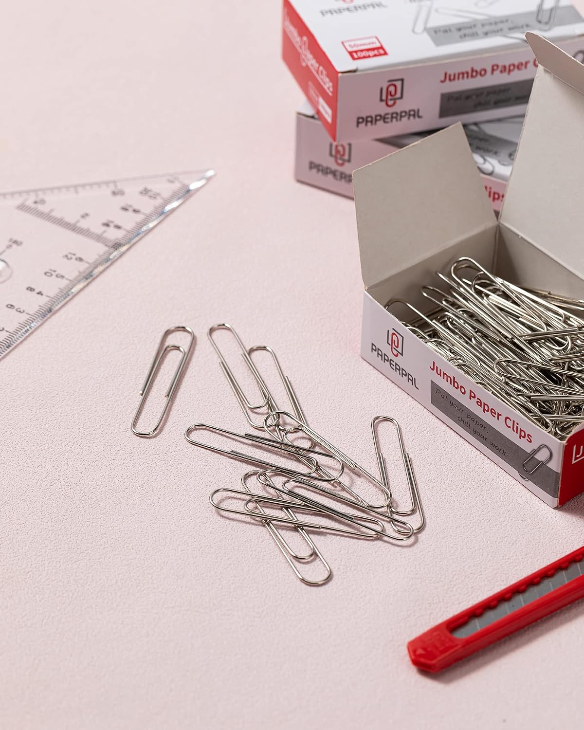 PAPERPAL Paperclips for Office School & Personal Use, #1 Nonskid Paper Clip (1-2/7"), 600 Medium Paper Clips (6 Boxes of 100 Each), Silver