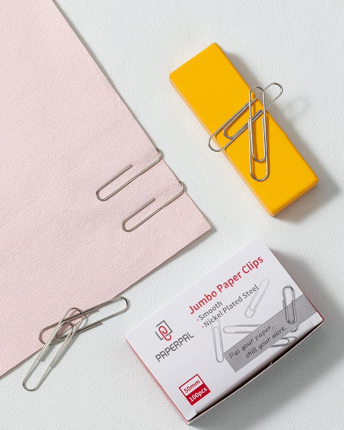 PAPERPAL Paperclips for Office School & Personal Use, #1 Nonskid Paper Clip (1-2/7"), 600 Medium Paper Clips (6 Boxes of 100 Each), Silver