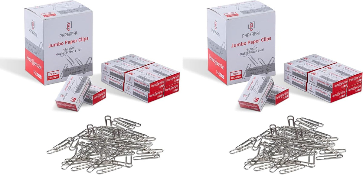 PAPERPAL Paperclips for Office School & Personal Use, #1 Nonskid Paper Clip (1-2/7"), 600 Medium Paper Clips (6 Boxes of 100 Each), Silver