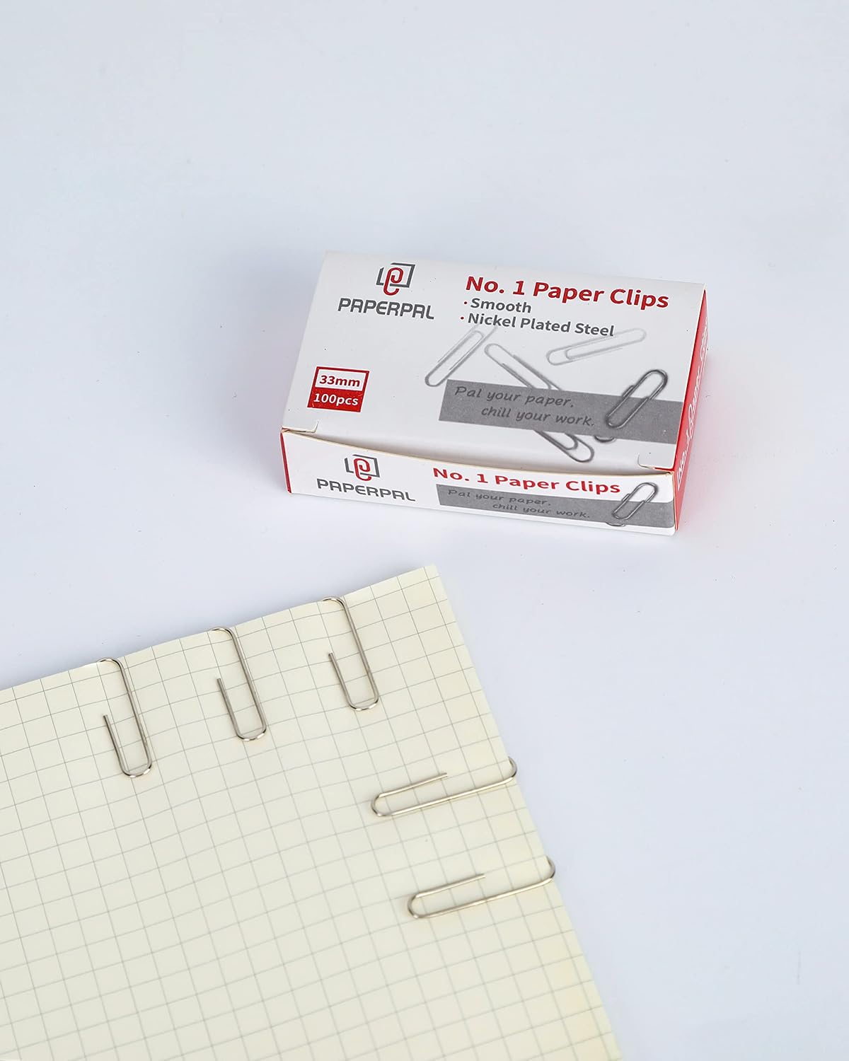 PAPERPAL Paperclips for Office School & Personal Use, #1 Nonskid Paper Clip (1-2/7"), 600 Medium Paper Clips (6 Boxes of 100 Each), Silver