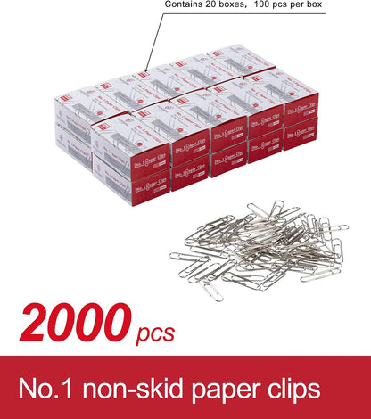 PAPERPAL Paperclips for Office School & Personal Use, #1 Nonskid Paper Clip (1-2/7"), 600 Medium Paper Clips (6 Boxes of 100 Each), Silver