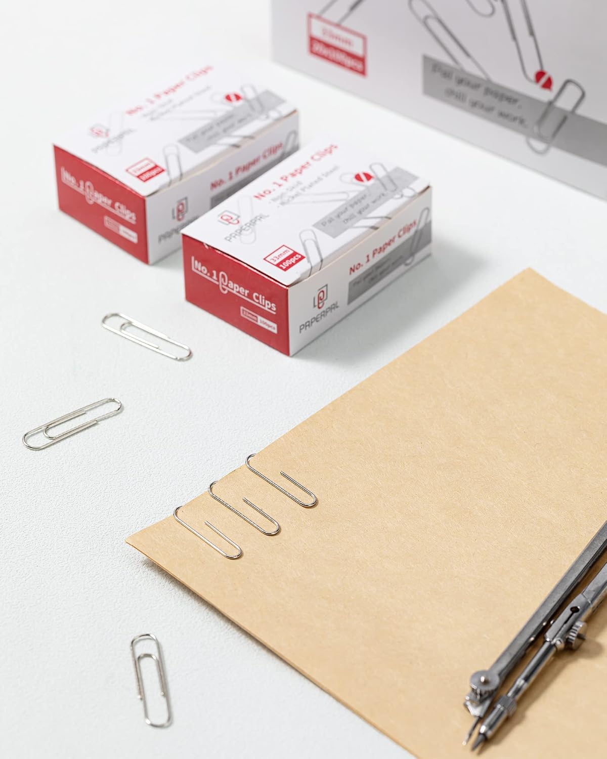 PAPERPAL Paperclips for Office School & Personal Use, #1 Nonskid Paper Clip (1-2/7"), 600 Medium Paper Clips (6 Boxes of 100 Each), Silver