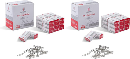 PAPERPAL Paperclips for Office School & Personal Use, #1 Nonskid Paper Clip (1-2/7"), 600 Medium Paper Clips (6 Boxes of 100 Each), Silver