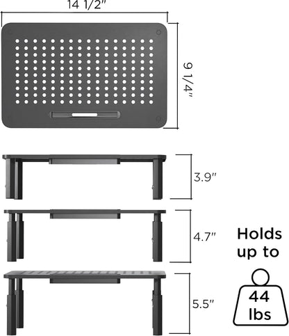 Back Saver Monitor Stand for Desk - 2 Pack Monitor Riser - Anti-Skid HD Hexagonal Steel Computer Stand - Free Cable Ties - Mesh Metal Computer Item Stand - Printer & iMac