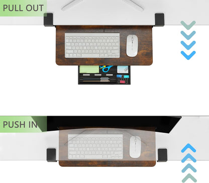 Small Keyboard Tray Under Desk with C-Clamp, 19.7x11.81", Walnut