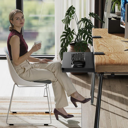 Small Keyboard Tray Under Desk with C-Clamp, 19.7x11.81", Walnut