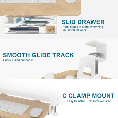 Small Keyboard Tray Under Desk with C-Clamp, 19.7x11.81", Walnut