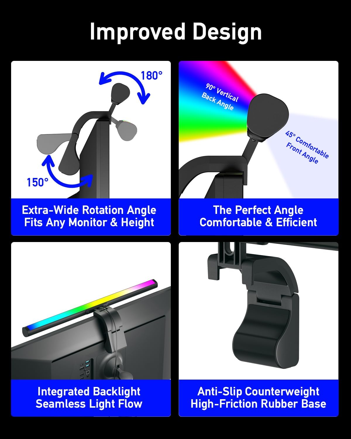 RGB Computer Light Bar， LED Monitor Lamp Screen Light Bar, Adjustable Monitor Light Bar with Clip Mount,for Computer Monitors and Home Office Settings