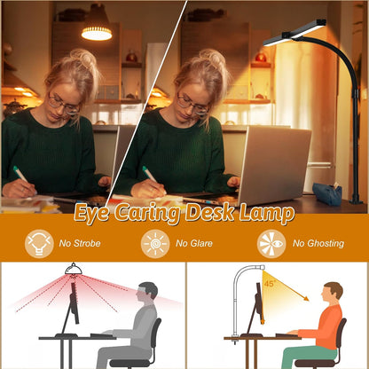 LED Desk Lamp with Clamp, Dual Head Monitor Light, Remote