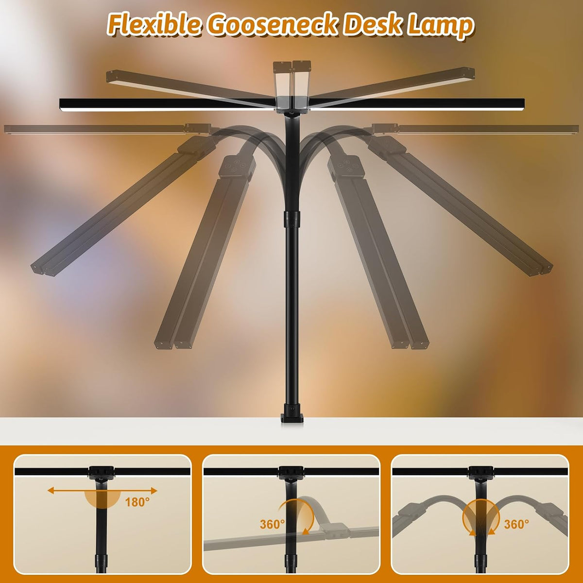 LED Desk Lamp with Clamp, Dual Head Monitor Light, Remote