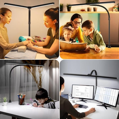 LED Desk Lamp with Clamp, Dual Head Monitor Light, Remote