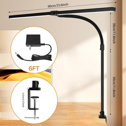 LED Desk Lamp with Clamp, Dual Head Monitor Light, Remote