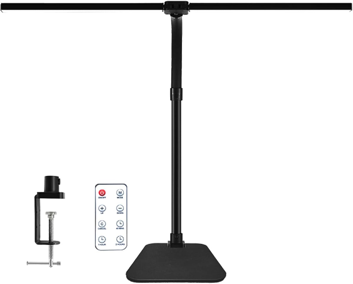 LED Desk Lamp with Clamp, Dual Head Monitor Light, Remote