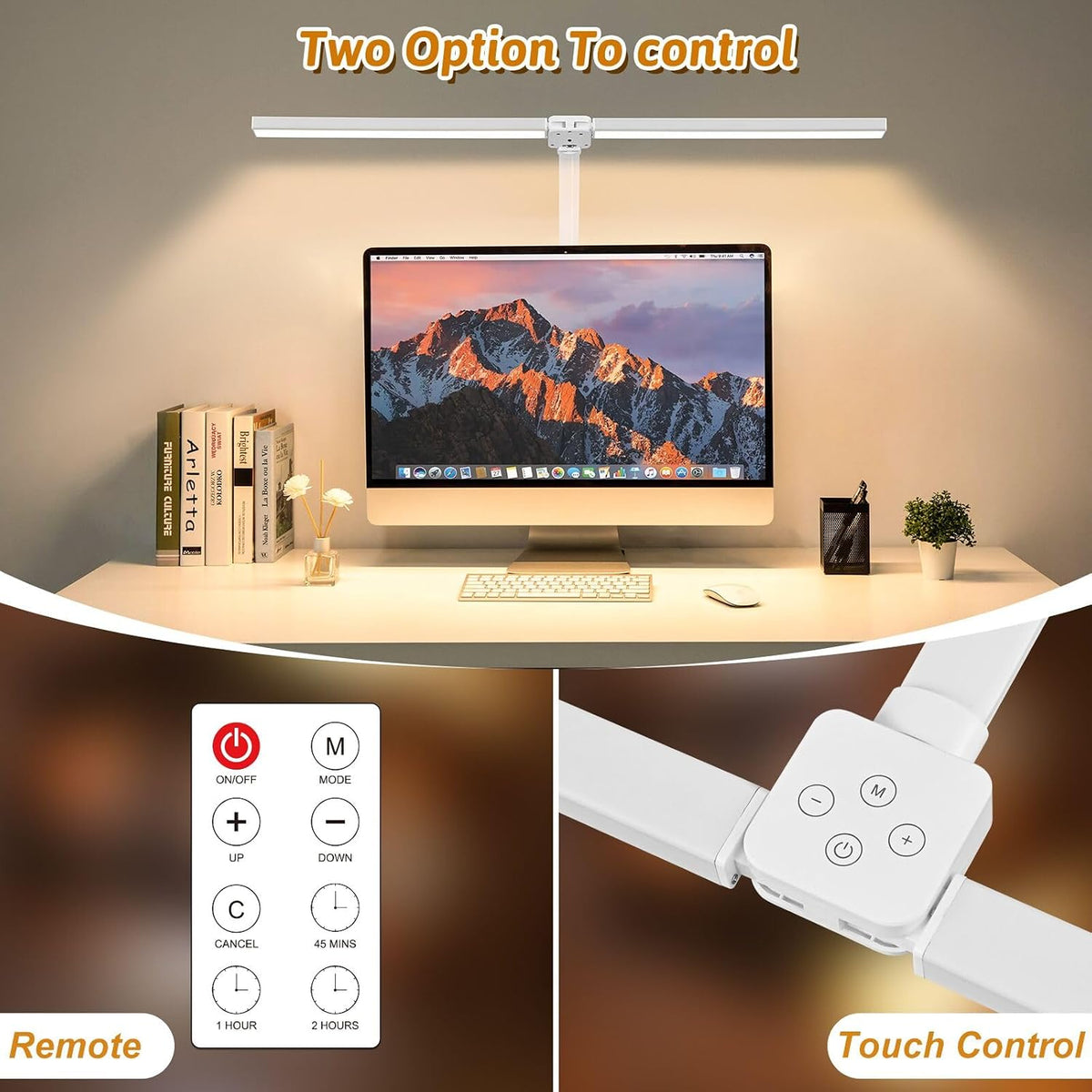 LED Desk Lamp with Clamp, Dual Head Monitor Light, Remote