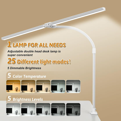 LED Desk Lamp with Clamp, Dual Head Monitor Light, Remote