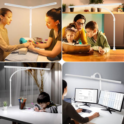 LED Desk Lamp with Clamp, Dual Head Monitor Light, Remote