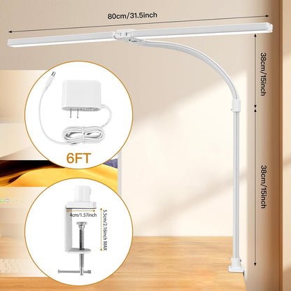 LED Desk Lamp with Clamp, Dual Head Monitor Light, Remote