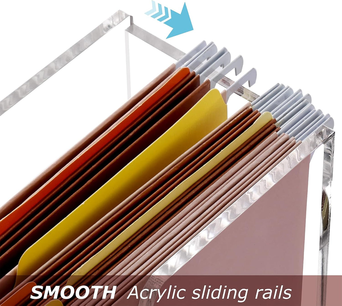 Acrylic File Organizer Box Letter Size Hanging File Organizer, Clear Portable File Folder Box with Handle, Filing Crate Bin Holder for Desk, Office, Home, School - 1 Pack