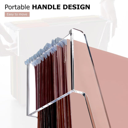 Acrylic File Organizer Box Letter Size Hanging File Organizer, Clear Portable File Folder Box with Handle, Filing Crate Bin Holder for Desk, Office, Home, School - 1 Pack