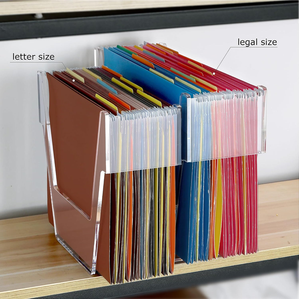 Acrylic File Organizer Box Letter Size Hanging File Organizer, Clear Portable File Folder Box with Handle, Filing Crate Bin Holder for Desk, Office, Home, School - 1 Pack
