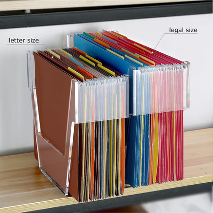 Acrylic File Organizer Box Letter Size Hanging File Organizer, Clear Portable File Folder Box with Handle, Filing Crate Bin Holder for Desk, Office, Home, School - 1 Pack