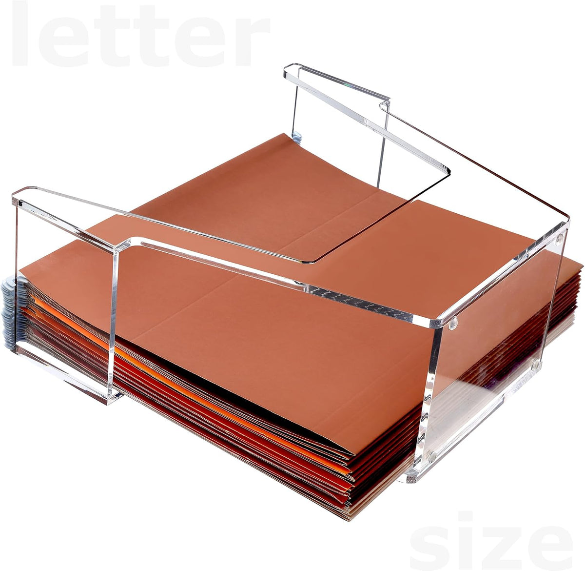 Acrylic File Organizer Box Letter Size Hanging File Organizer, Clear Portable File Folder Box with Handle, Filing Crate Bin Holder for Desk, Office, Home, School - 1 Pack