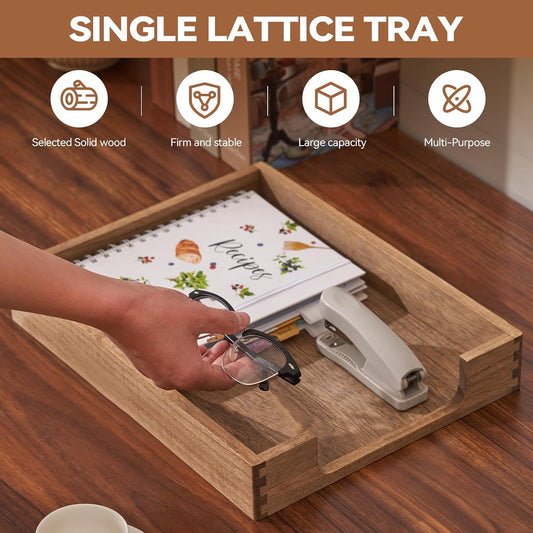 Wooden Letter Tray, Single-Tier Paper Organizer for Desk, Brown TP