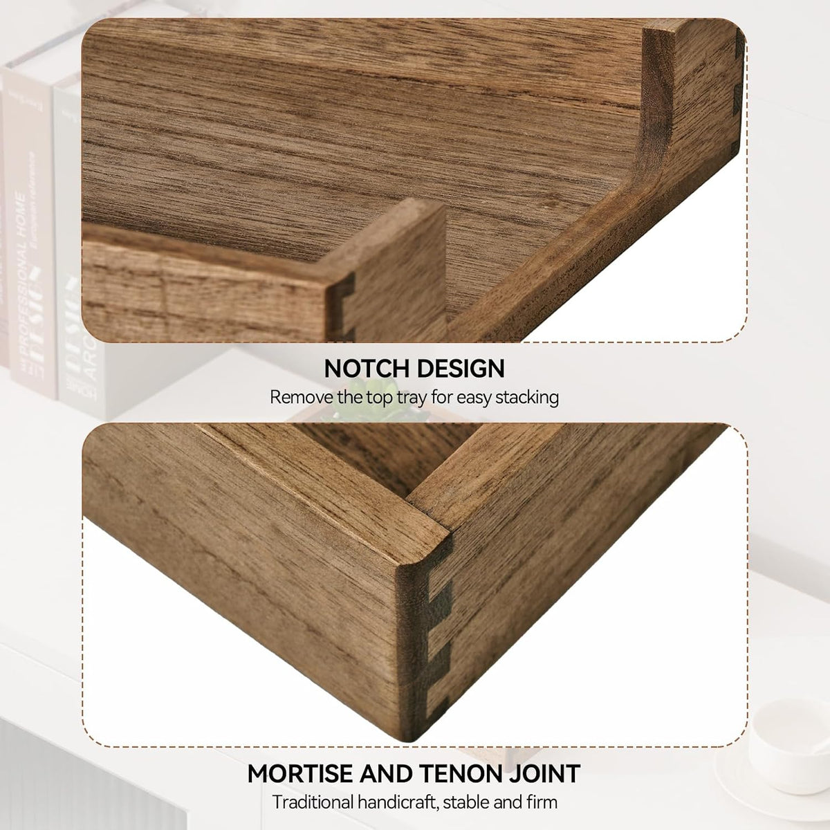 Wooden Letter Tray, Single-Tier Paper Organizer for Desk, Brown TP