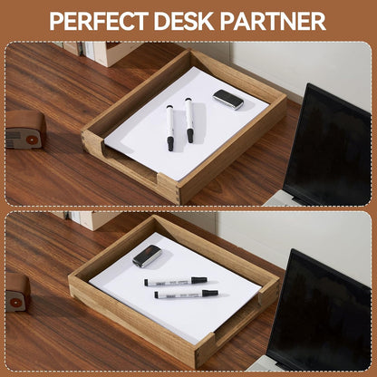 Wooden Letter Tray, Single-Tier Paper Organizer for Desk, Brown TP