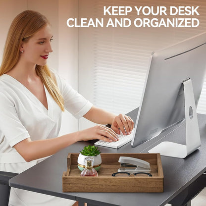 Wooden Letter Tray, Single-Tier Paper Organizer for Desk, Brown TP