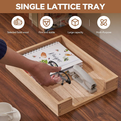 Wooden Letter Tray, Single-Tier Paper Organizer for Desk, Brown TP