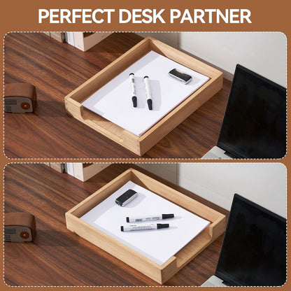 Wooden Letter Tray, Single-Tier Paper Organizer for Desk, Brown TP