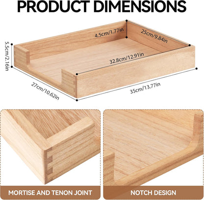 Wooden Letter Tray, Single-Tier Paper Organizer for Desk, Brown TP
