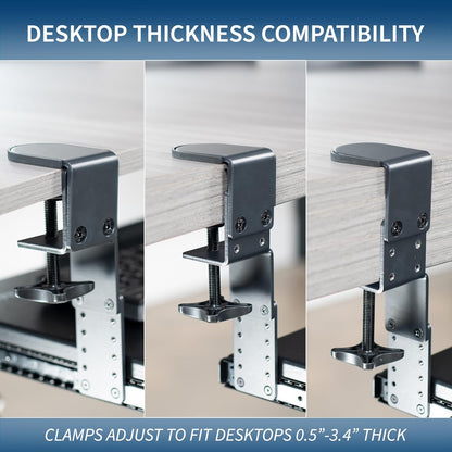 Black Clamp-on 27x11 in Keyboard Tray, Storage Drawer, MOUNT-KB05HB-DR