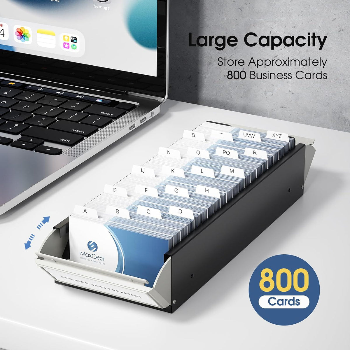 Business Card Holder for Desk, Capacity: 800 Cards (3.5” x 2.2”)