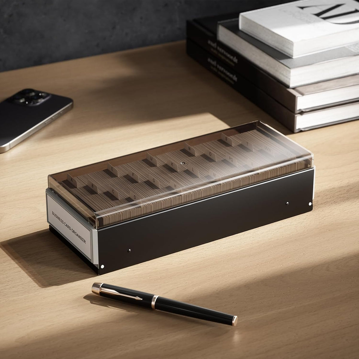 Business Card Holder for Desk, Capacity: 800 Cards (3.5” x 2.2”)