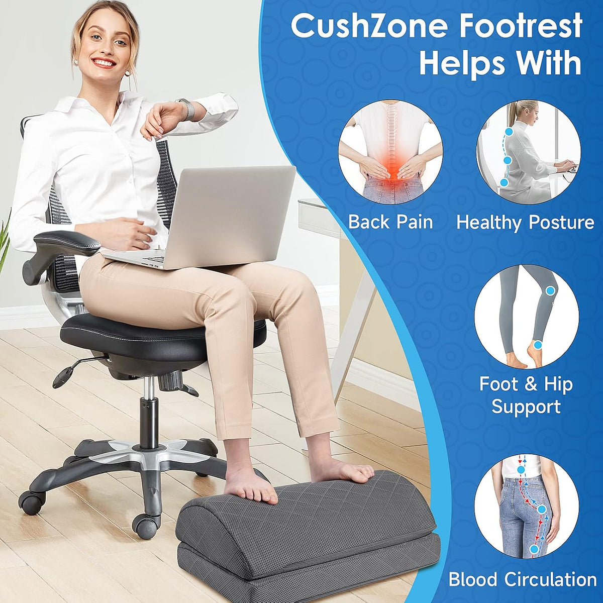 Foot Rest for Under Desk at Work, Grey