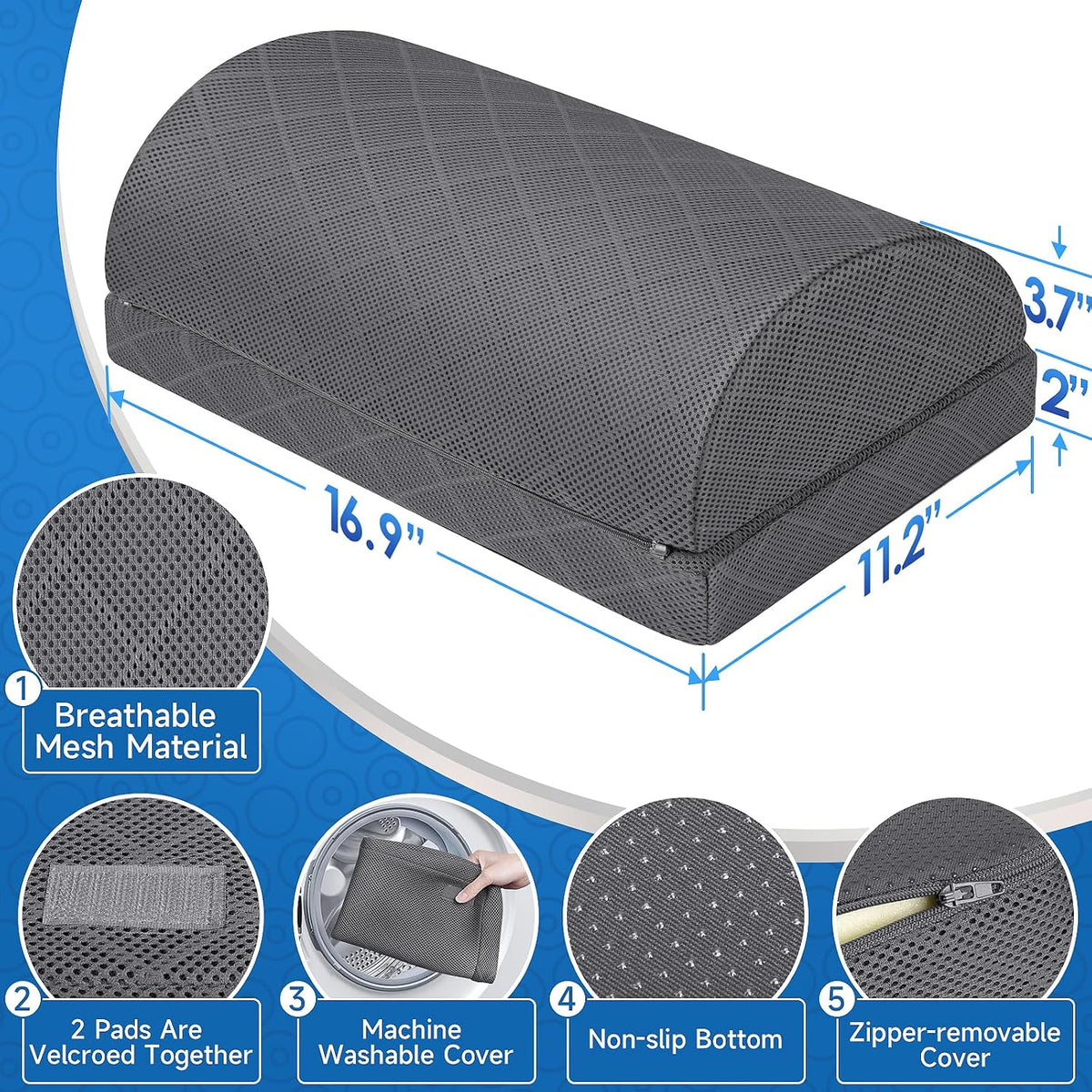 Foot Rest for Under Desk at Work, Grey