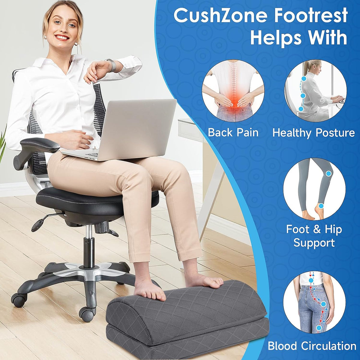 Foot Rest for Under Desk at Work, Grey