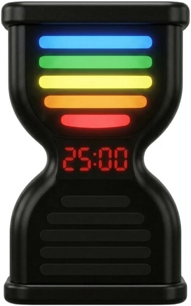 Pomodoro Timer for Productivity, Visual Countdown with Light Flow, Flip Timer 25/5 min, Custom Countdown Count-up, USB-C Rechargeable, Silent, Study for Kids Students ADHD Gift Work Classroom Office