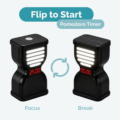 Pomodoro Timer for Productivity, Visual Countdown with Light Flow, Flip Timer 25/5 min, Custom Countdown Count-up, USB-C Rechargeable, Silent, Study for Kids Students ADHD Gift Work Classroom Office