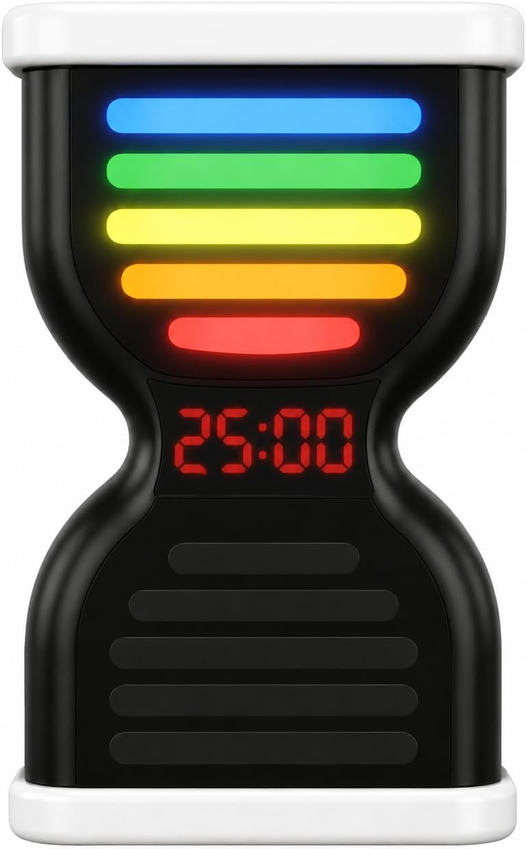 Pomodoro Timer for Productivity, Visual Countdown with Light Flow, Flip Timer 25/5 min, Custom Countdown Count-up, USB-C Rechargeable, Silent, Study for Kids Students ADHD Gift Work Classroom Office